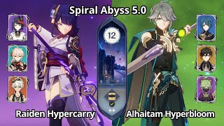 C0 Raiden Hypercarry & C0 Alhaitam Hyperbloom - Spiral Abyss 5.0 Floor 12 Genshin Impact