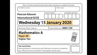 IGCSE Mathematics January 2020 - 4MA1/2H