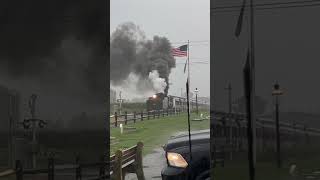 Strasburg Railroad No 89 in a Thunderstorm rolling past Red Caboose #shorts