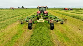 28ft rows of grass | Krone TC880 | 3 rows into 1