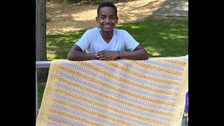 Crochet Easy Stripes Blanket Tutorial by Jonah's Hands