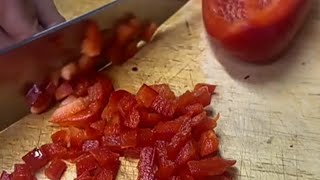 DICING & SLICING RED CAPSICUM 🫑🫑🫑 #cuttingskills #asmrsounds #vegetables #satisfying #asmr #skills