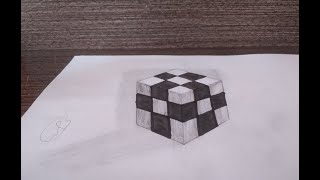 How to Draw a Simple Optical Illusion part 13:The Impossible 3D Realistic Cube