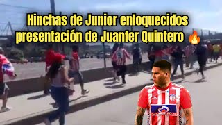 HINCHAS DE JUNIOR ENLOQUECIDOS INGRESANDO AL METROPOLITANO PARA VER LA PRESENTACIÓN DE QUINTERO 🔥