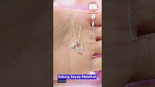 Kalung Wanita Sayap Wings Malaikat Perak Asli 925 Lapis Emas Putih Permata | Woman Necklace Silver