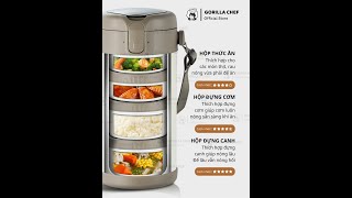 Hộp cơm giữ nhiệt kèm bình giữ nhiệt 2.7L inox 304 Gorilla Chef giữ nhiệt từ 8-12 tiếng