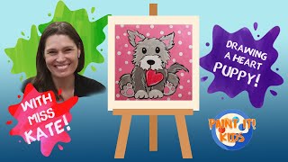 Drawing and Painting for Kids - How to Draw a Heart Puppy - Art for Kids - Cute drawings