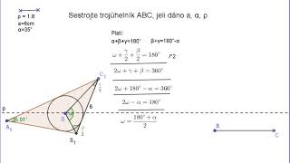 Konstrukce trojúhelníku, jeli dáno: a, alfa, ro