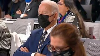 Sleepy Joe Biden falls asleep during speech