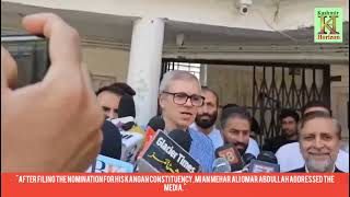 "After filing the nomination for his Kangan constituency, Mian Mehar Ali Omar Abdullah addressed