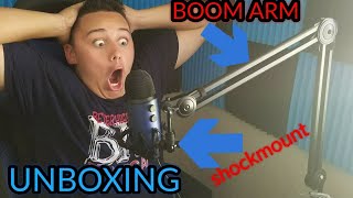 UNBOXING THE KNOW YETI MICROPHONE SHOCKMOUNT AND BOOK MICROPHONE DESK ARM(ROAD TO DREAM GAMING SETUP