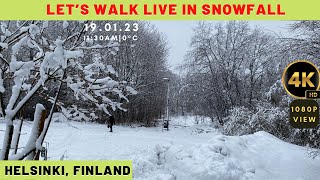 Let’s walk LIVE in snowfall in Helsinki #snowfall #helsinki # helsinkifinland