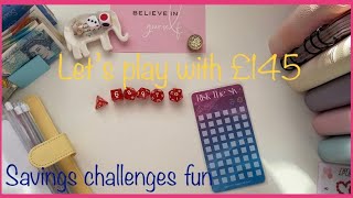 Fun cash stuffing £145 into savings challenges * Love Risk the Six * Uk Budget * Saving is fun 💕