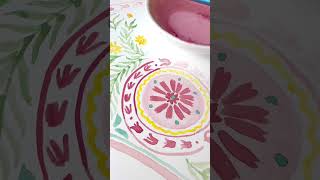 Painting a flowery medallion pattern with gouache