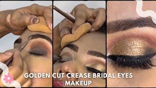 Golden Glitter Cut Crease Makeup Tutorial|Bridal Eyes Makeup|#makeup🤌❣️  studiobyayesha#makeup