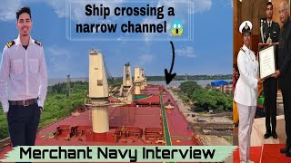 Cargo ship crossing a narrow channel in India Ft. India's first female marine pilot |Merchant Navy