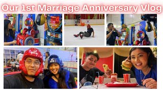 Our 1st Marriage Anniversary  || Vlog || Ice Skating And Dinner at KKFC !!