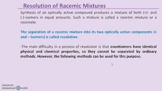 Recemization and Resolution of Racemic mixture