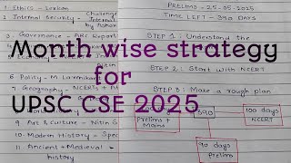 Beginners strategy for UPSC 2025|month wise UPSC CSE 2025 strategy with booklist