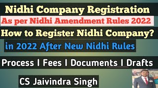 Registration of Nidhi Company AS per Nidhi Amendment Rules 2022 II How to register Nidhi Company