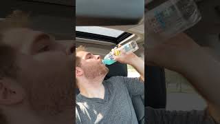 I chugged a whole bottle of blue flavored water...IN ONE SWIG! #thetitaniumjaw #chugchallenge #drink