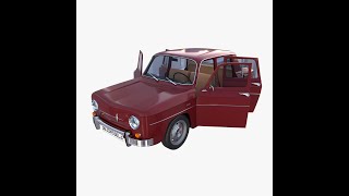 Renault 8 with interior Dark Red 3D Model