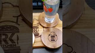 wooden costersandwooden tray with your owen logo on top