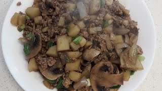 How to Cook Ground pork with mushroom