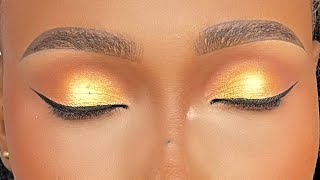 Easiest Sparkly ⚡️ Gold Pigmented EYESHADOW Tutorial Ever Created // Very Detailed