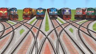 Eight Train Running 🚸On Curved Bumpy Branched  Crossings❌ Track ||Train Simulator Videos game