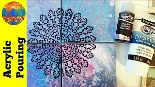 How to Stencil on Acrylic Poured Tiles with Texture Paste