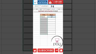 Automatic Serial Numbers #short  #excel #exceltips #exceltutorial #msexcel #microsoftexcel #shorts