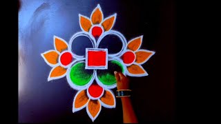 2 Beautiful Diwali festival rangoli 🌺 4*2*2 dots latest muggulu🌺 simple colour rangoli kolam designs