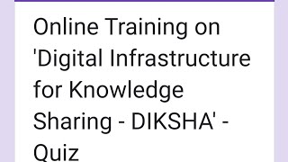 Diksha Quiz Answers,5 days Diksha training