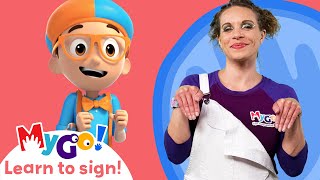 Learn Sign Language with Blippi Wonders! Kangaroo | MyGo! | ASL for Kids