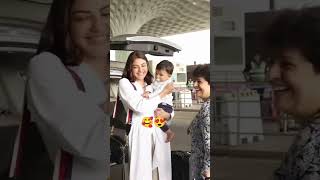 #Kajal Agarwal with her cute 🥰 😘 Son at airport #Kajal#shorts