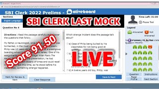 💯SBI CLERK PRELIMS LAST MOCK🎯 LIVE🔥 #failuretosuccess