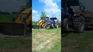 #shorts :- JCB 3dx Backhoe loading soil in Powertrac Tractor 45 Plus #short #shortvideo #ytshorts