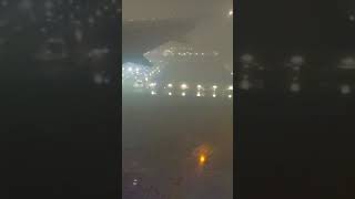 Flight landing in heavy rain in New york