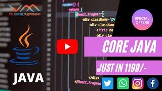 CORE JAVA |  JAVA | ONLINE COURSE | Just 1199