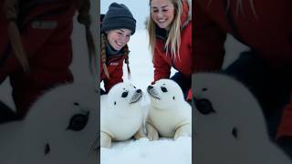 Sailors suddenly discovered a pair of baby seals looking for their mother in the Arctic.