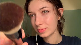 ASMR face brushing and soft spoken / whisper ramble ♡ (lofi)