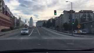 Driving in the evening in Chinatown Los Angeles