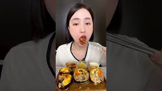 Mukbang Kimbap siêu nhân cùng e nha ạ 😙 #mukbang #amthuc #cooking #eating #monngon #shorts