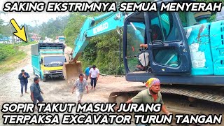 Satupun Tidak Ada Yang Berani Lewat // Terpaksa Truk Di Tarik Dengan Excavator