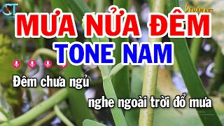 Karaoke Mưa Nửa Đêm Tone Nam ( Dm ) Nhạc Sống Mới || Karaoke Tuấn Kiệt