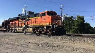 BNSF Gevo Leads 5 car train carrying MOW Equipment In Glyndon MN