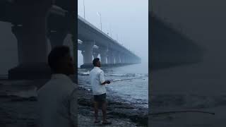 Атмосферная рыбалка в Мумбаи, Индия🇮🇳Atmospheric fishing in Mumbai, India🇮🇳#fishing #sea #bridge