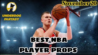 CLEAN SWEEP!! TODAYS BEST UNDERDOG FANTASY NBA PLAYER Props - Sunday November 20