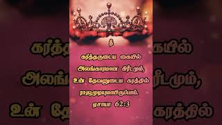 நீ கர்த்தருடைய கையில் அலங்காரமான கிரீடமும், உன் தேவனுடைய கரத்தில் ராஜமுடியுமாயிருப்பாய். ஏசாயா 62:3